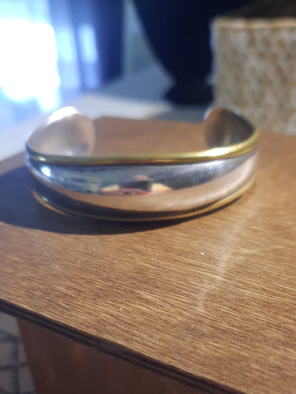 Vintage 925 And Brass Laton Mexico Cuff